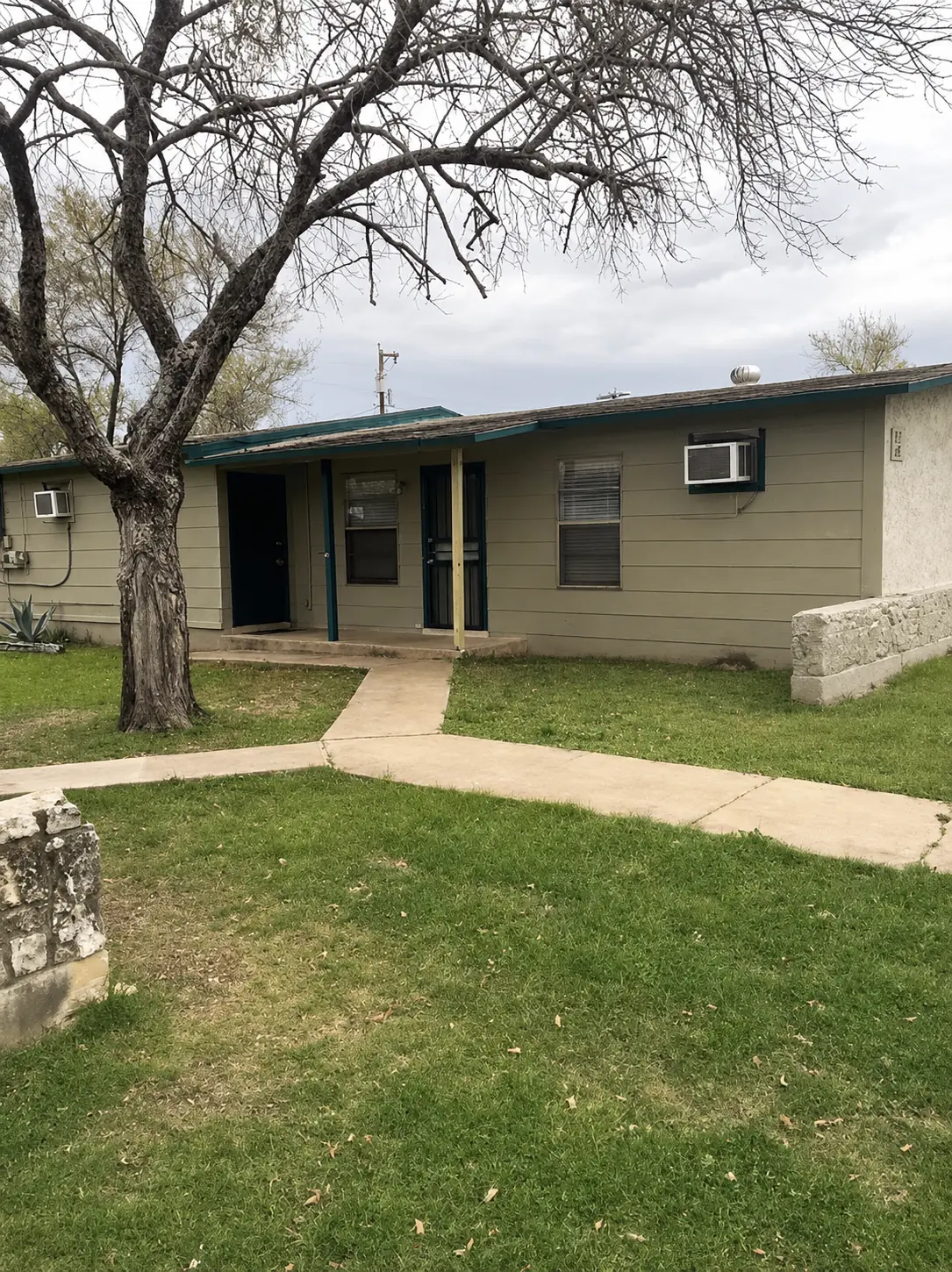 Front walk and covered entries